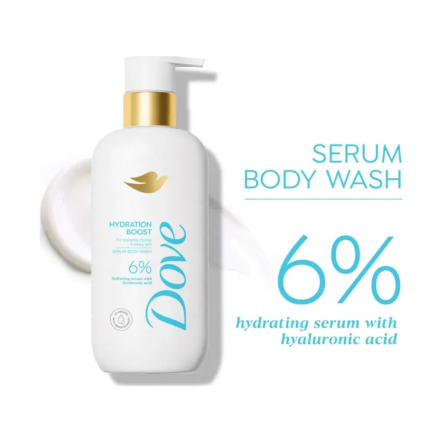 Dove Hydration Boost Body Wash with 6% Hydrating Serum with Hyaluronic Acid Hydration Boost Body Wash with 6% Hydrating Serum with Hyaluronic Acid