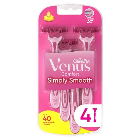 Gillette Venus Venus Comfort Simply Smooth disposable razors, 4 pack