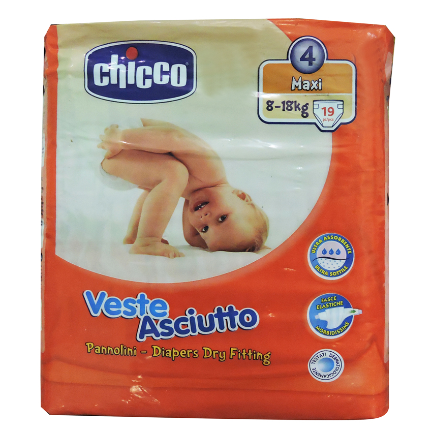 Chicco Maxi Diapers - Pack of 19 Diapers - Veste Asciutto - P/C - 1311