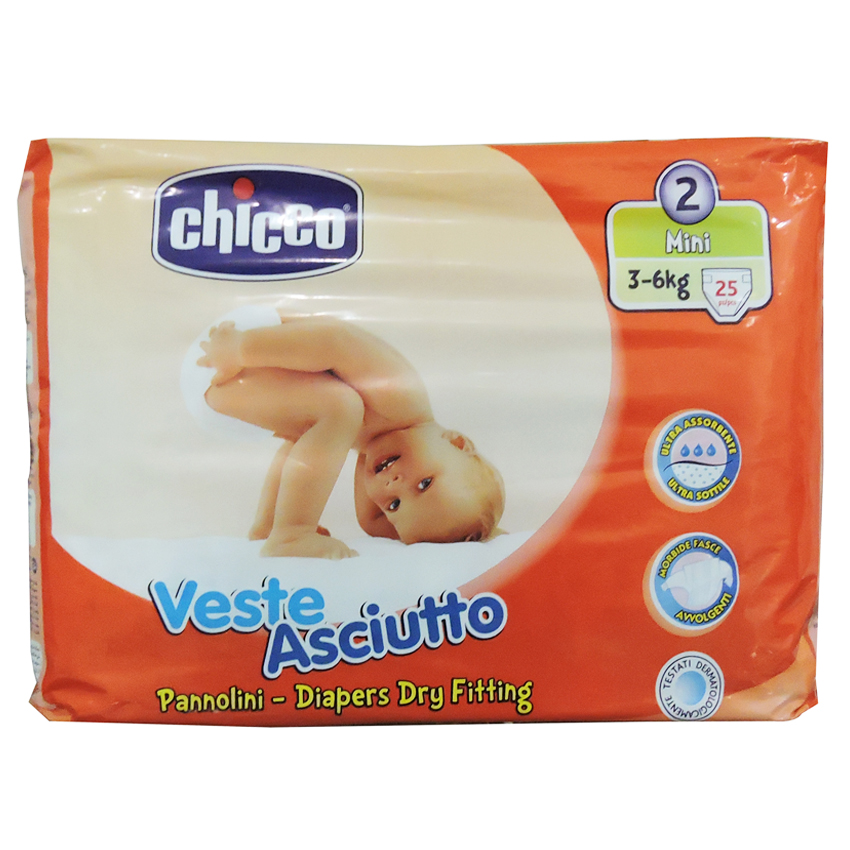 Chicco Mini Diapers - Pack of 25 Diapers - Veste Asciutto - P/C - 1308 - Image 3