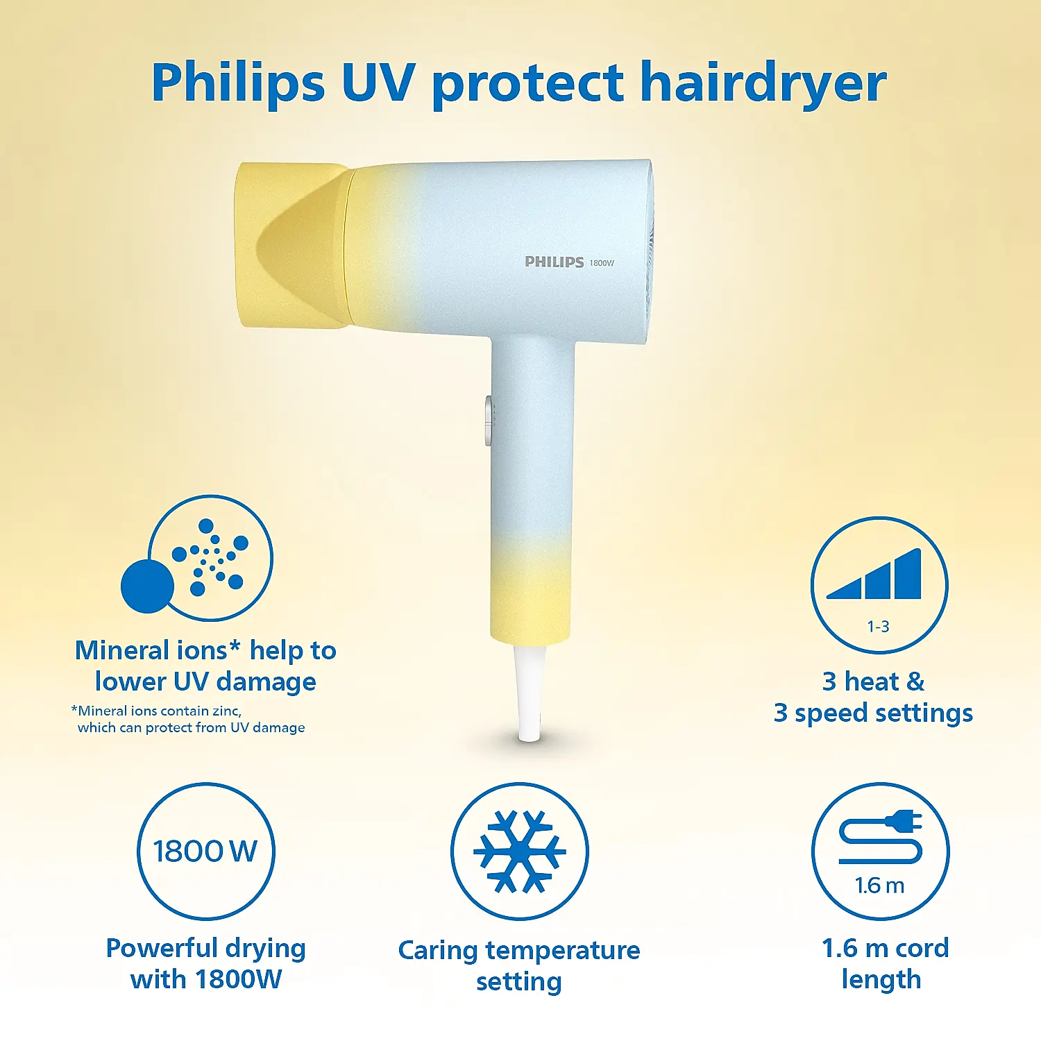 Philips UV Protect Hair Dryer | Dual Ionic Care | Caring Temp Setting | Powerful Drying | BHD399/00 - Image 7