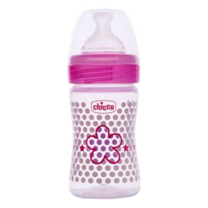 Chicco WellBeing Feeding Bottle (150ml, Slow) (Pink)