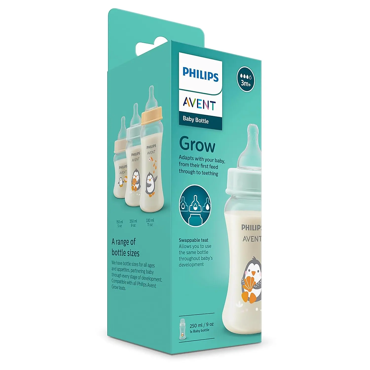 Philips Avent Grow Feeding Bottle for Babies aged 1 month and above | 250ml | Pack of 1 | Anti Colic | BPA Free | Made in India | SCF061/01 - Image 3