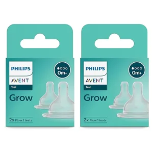 Philips Avent Grow Teat for Newborn Babies | Flow 2 | Pack of 2 | Anti Colic | BPA Free | Made in India | SCF095/01
