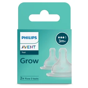 Philips Avent Grow Teat for Babies aged 3 to 6 months | Flow 4 | Pack of 2 | Anti Colic | BPA Free | Made in India | SCY097/01