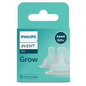 Philips Avent Grow Teat for Babies aged 6 months and above| Flow 5 | Pack of 2 | Anti Colic | BPA Free | Made in India | SCY098/01