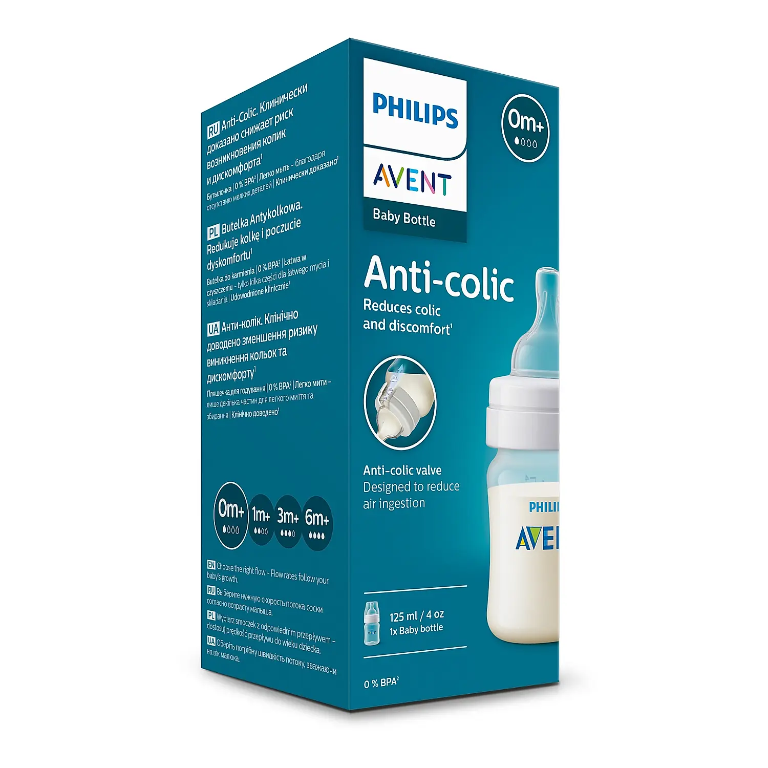 Philips Avent Anti Colic Feeding Bottle for Newborn Babies | 125ml | Pack of 1 | BPA Free | SCY100/10 - Image 2