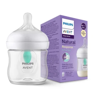 Philips Avent Natural Response Feeding Bottle for Newborn Babies |125ml | Pack of 1 | AirFree Vent | BPA Free | SCY670/01