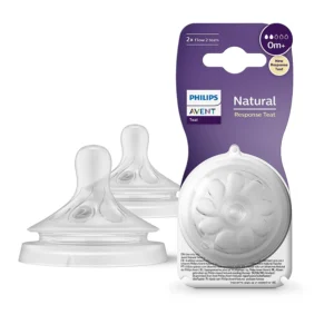 Philips Avent Natural Response Teat for Newborn Babies | Flow 2 | Pack of 2 | SCY962/02