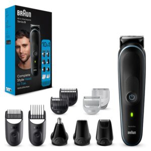 Braun All-in-one trimmer MGK5380, 9-in-1 trimmer, 7 attachments and Gillette ProGlide razor.