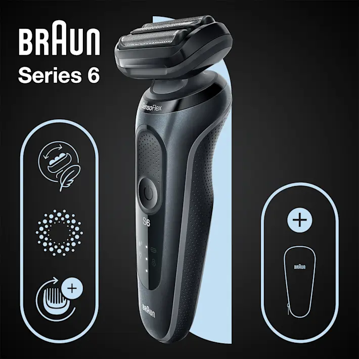 Braun Series 6 61-N1000s Wet & Dry shaver with travel case, grey. - Image 2