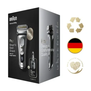 Braun Series 9 Pro 9467cc Wet & Dry shaver with 5-in-1 SmartCare center and travel case, silver.