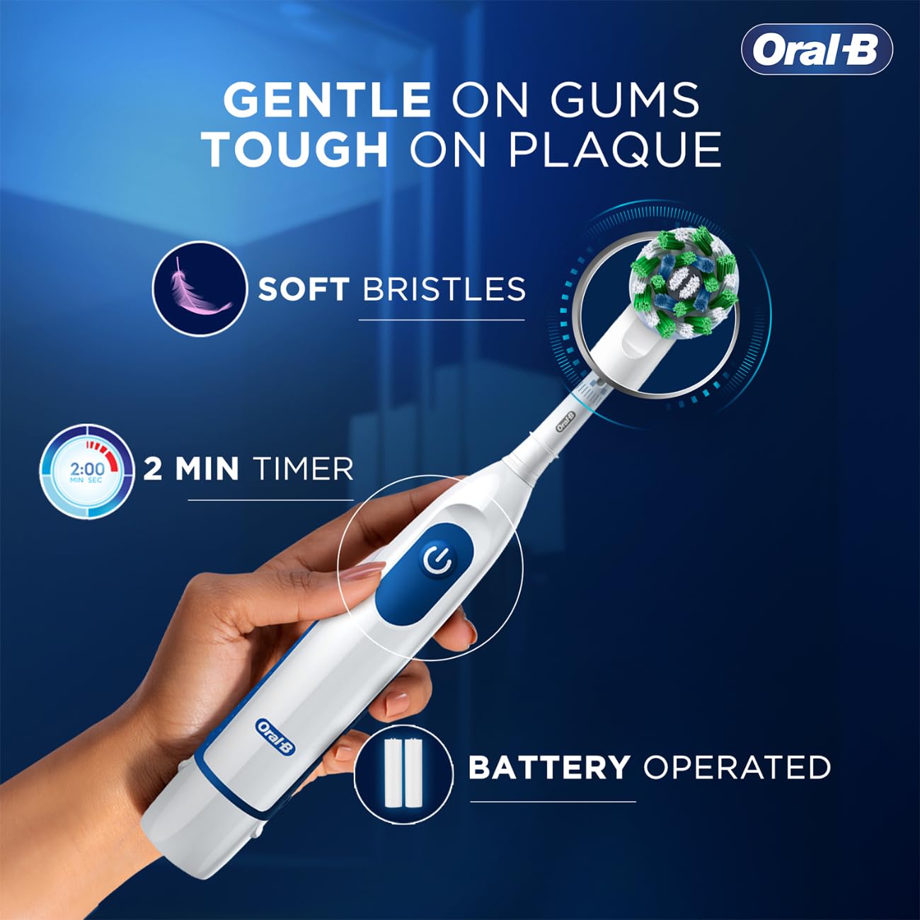 Oral B Pro Expert Electric Toothbrush for adults, Battery Operated with replaceable brush head,Pack of 1, Multicolor - Image 3