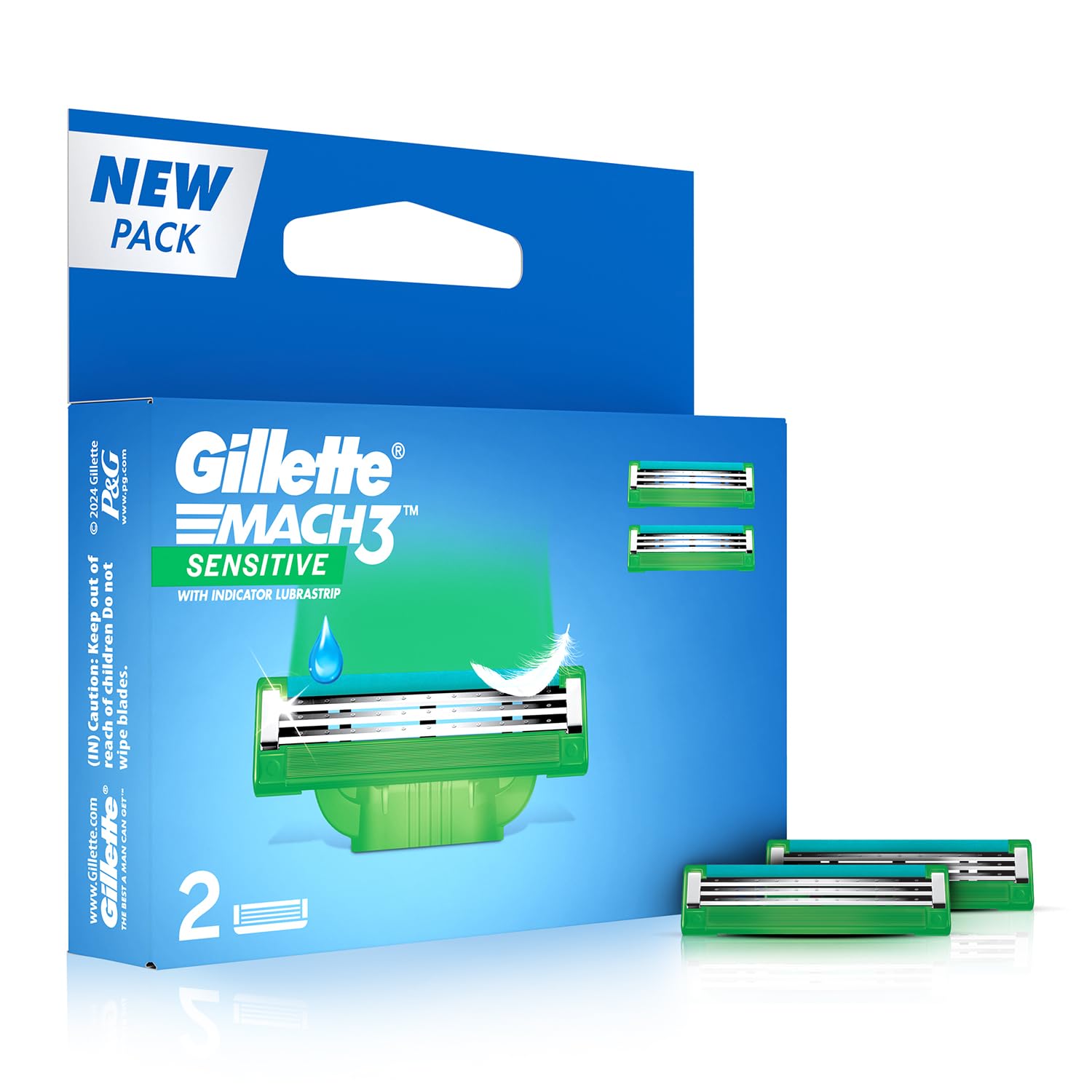 Gillette Mach3 Sensitive Manual Shaving Blades for MenPack of Cartridges, 2 pcs
