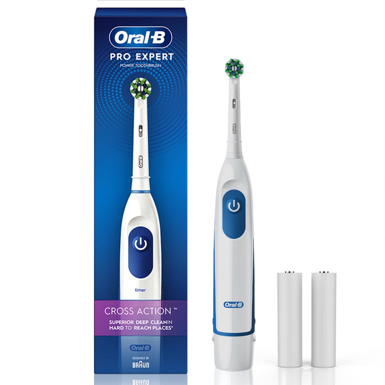 Oral B Pro Expert Electric Toothbrush for adults, Battery Operated with replaceable brush head,Pack of 1, Multicolor