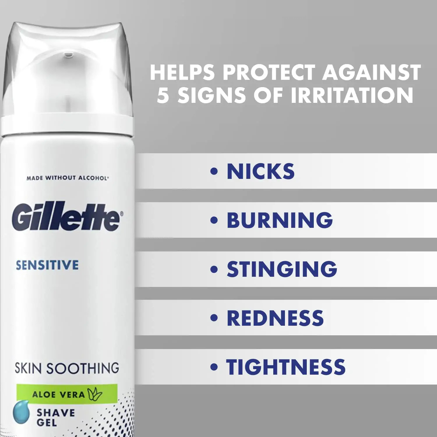 GILLETTE SENSITIVE SHAVING GEL SOOTHING WITH ALOE VERA| 195g - Image 5