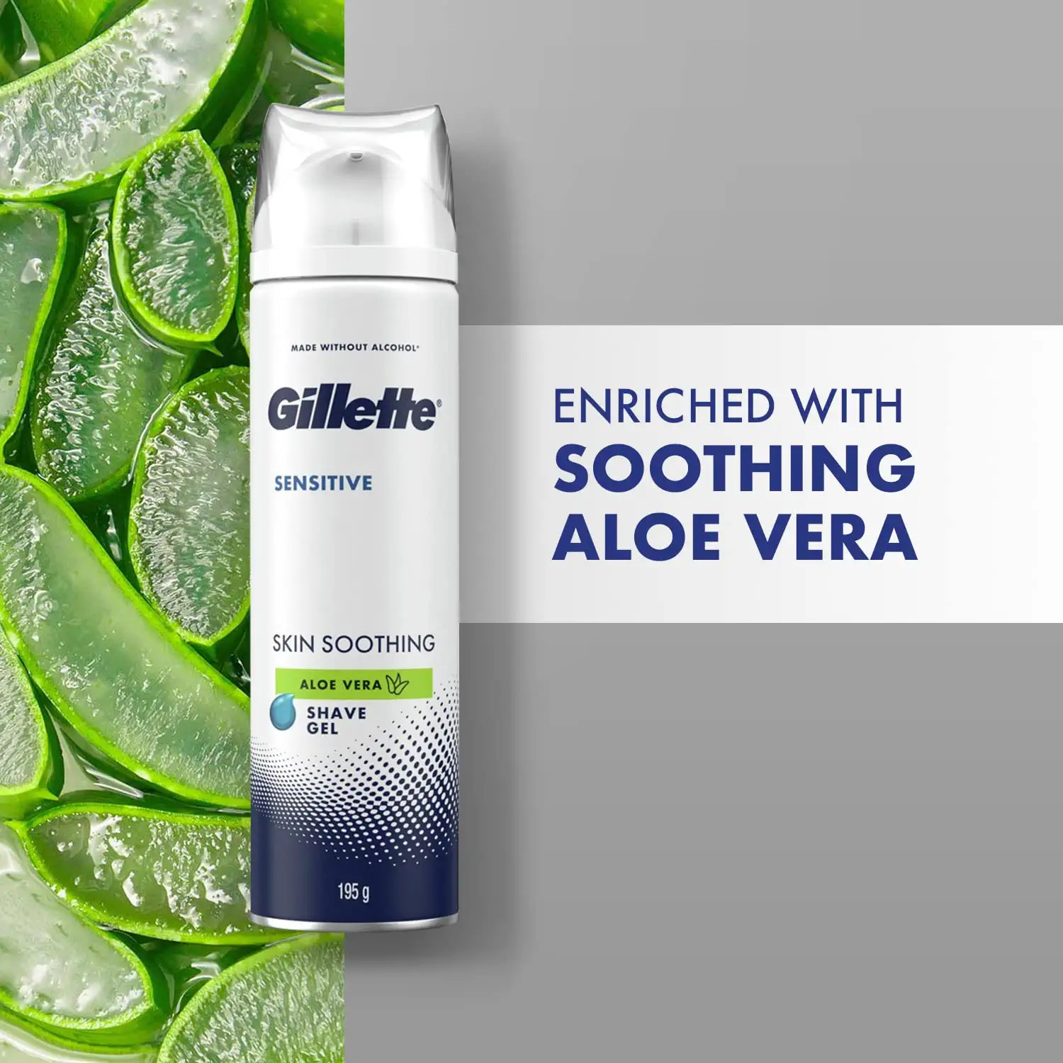 GILLETTE SENSITIVE SHAVING GEL SOOTHING WITH ALOE VERA| 195g - Image 2