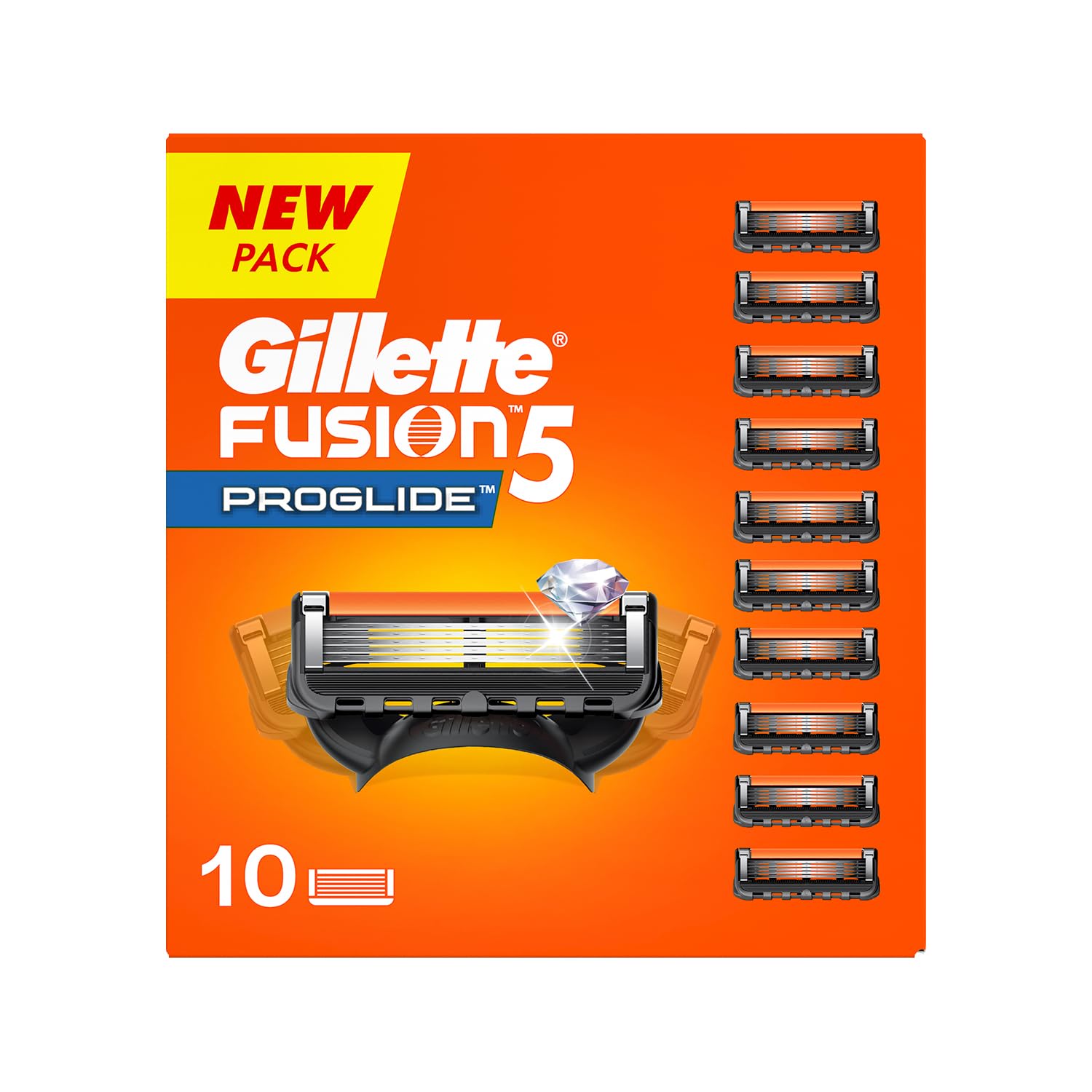 Gillette Fusion Proglide Blades for men - 10 count for Perfect Shave and Perfect Beard Shape with styling back blade - Image 2