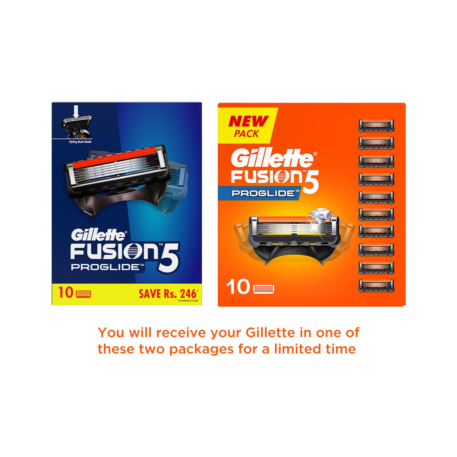 Gillette Fusion Proglide Blades for men - 10 count for Perfect Shave and Perfect Beard Shape with styling back blade - Image 3
