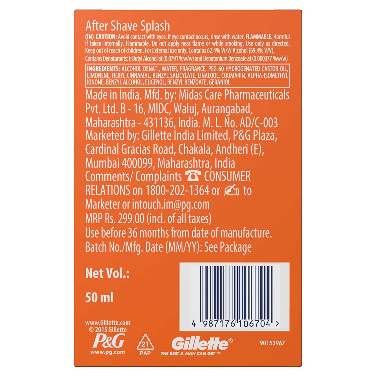Gillette PRO AFTER SHAVE SPLASH ICY COOL 50ML, White - Image 4