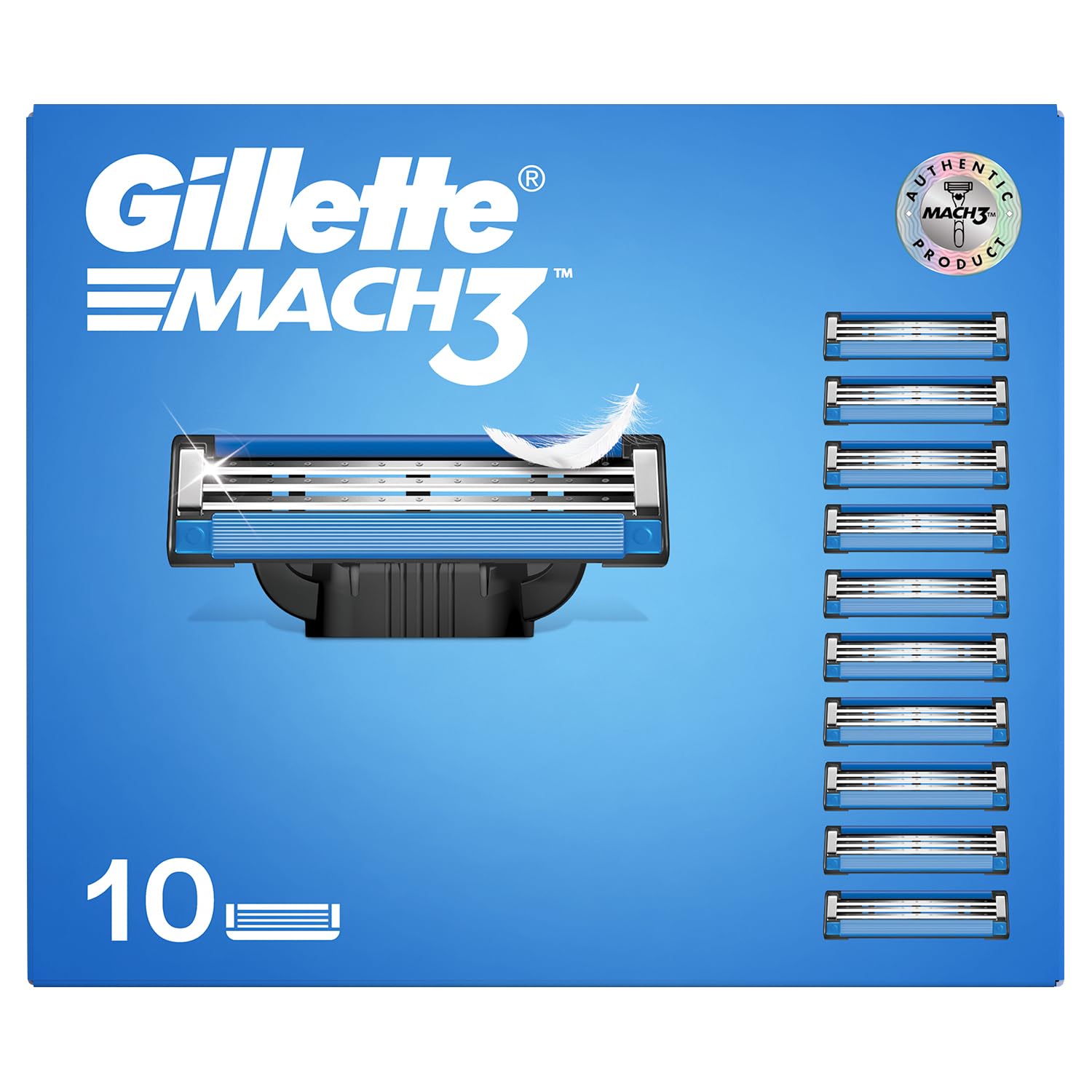 Gillette Mach3 Shaving 3-Bladed Cartridges, Pack Of 10, Men - Image 2