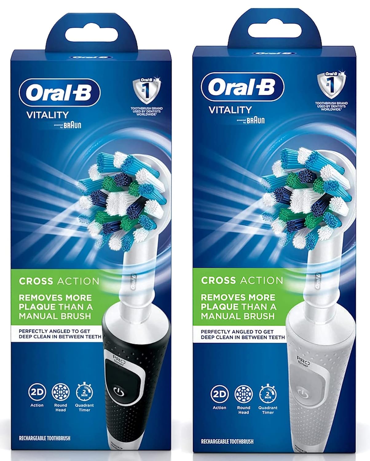 Oral B Vitality 100 Black Criss Cross Electric Rechargeable Toothbrush Powered by Braun and Oral B Vitality 100 White Criss Cross Electric Rechargeable Toothbrush Powered By Braun - Image 5
