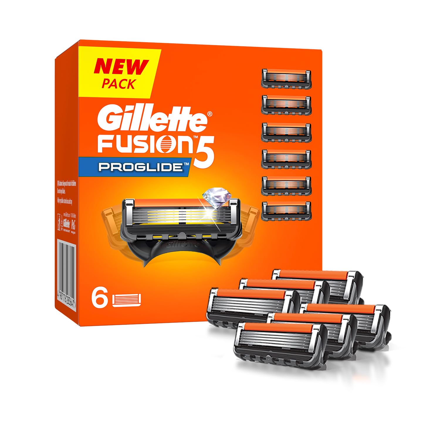 Gillette Fusion Proglide Blades for men - 6 count for Perfect Shave and Perfect Beard Shape with styling back blade