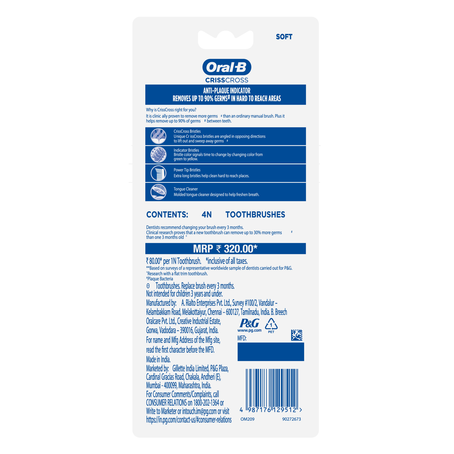 Oral B Criss Cross - Family pack of 4 toothbrushes – Soft - Image 6