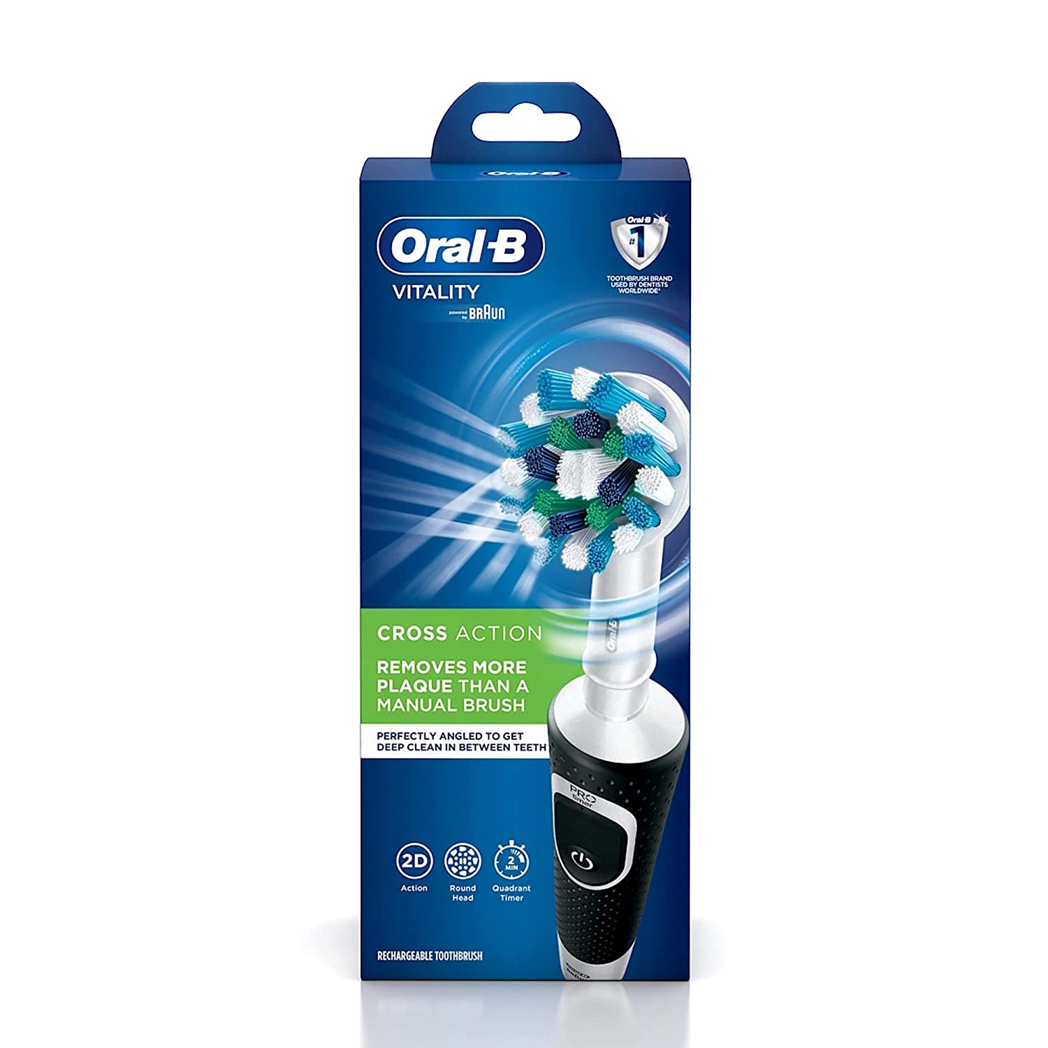 Oral-B Vitality 100 Black Criss Cross Electric Rechargeable Toothbrush Powered By Braun