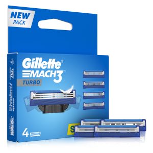 Gillette Mach3 Turbo Manual Shaving Razor Blades Cartridge 4 pcs
