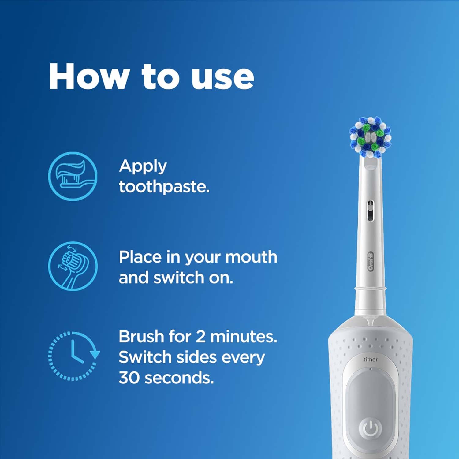 Oral-B Vitality 100 White Criss Cross Electric Rechargeable Toothbrush_Powered By Braun - Image 5