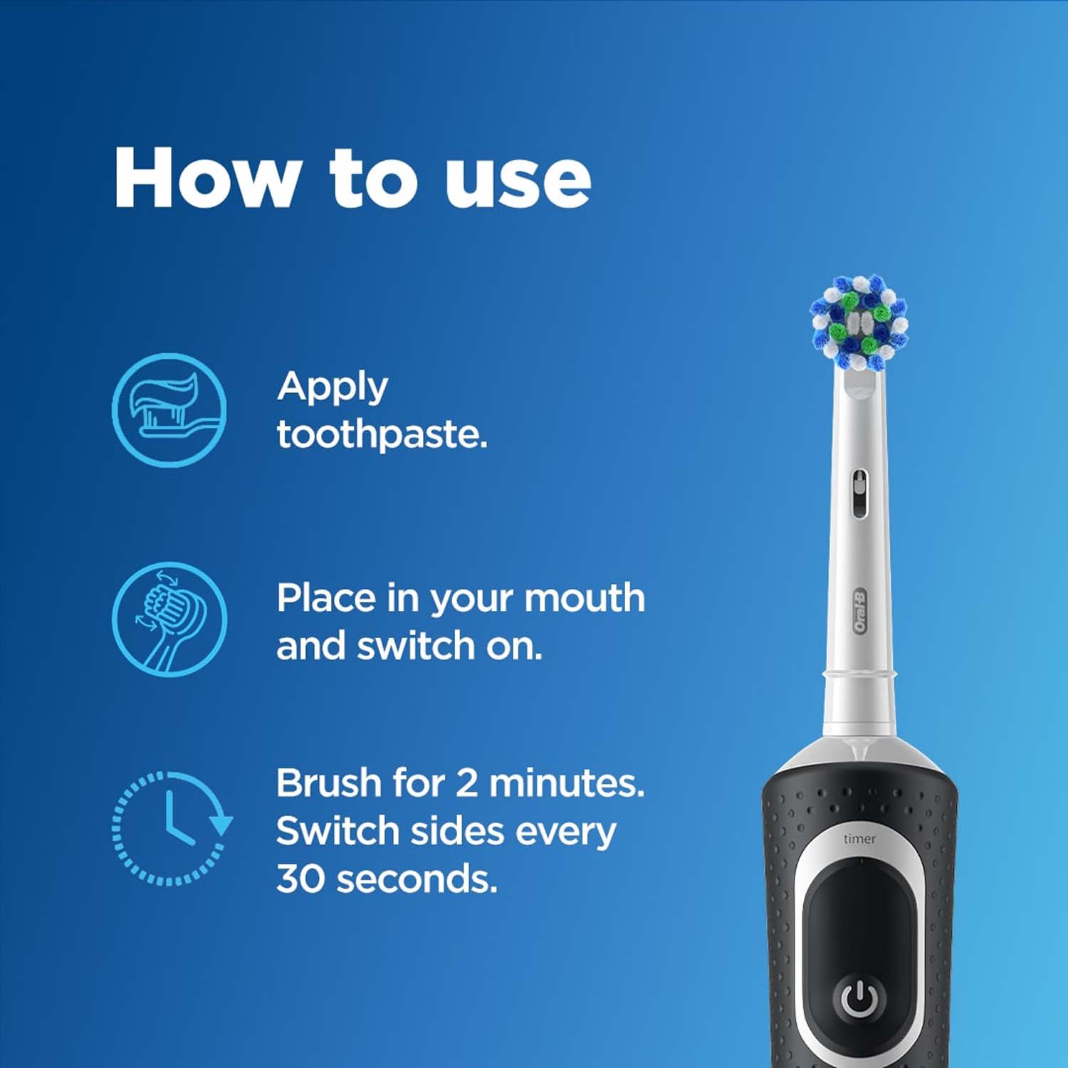 Oral-B Vitality 100 Black Criss Cross Electric Rechargeable Toothbrush Powered By Braun - Image 5