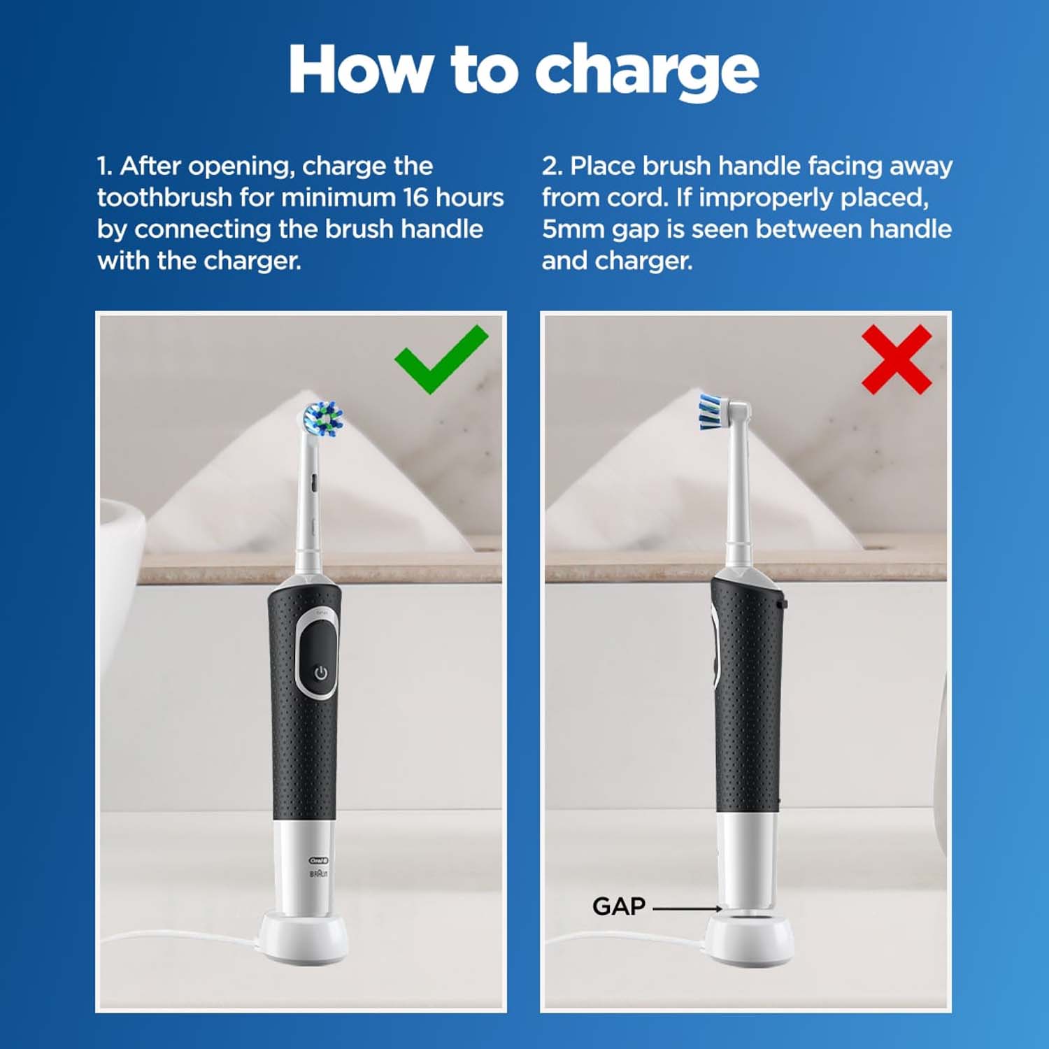 Oral-B Vitality 100 Black Criss Cross Electric Rechargeable Toothbrush Powered By Braun - Image 6