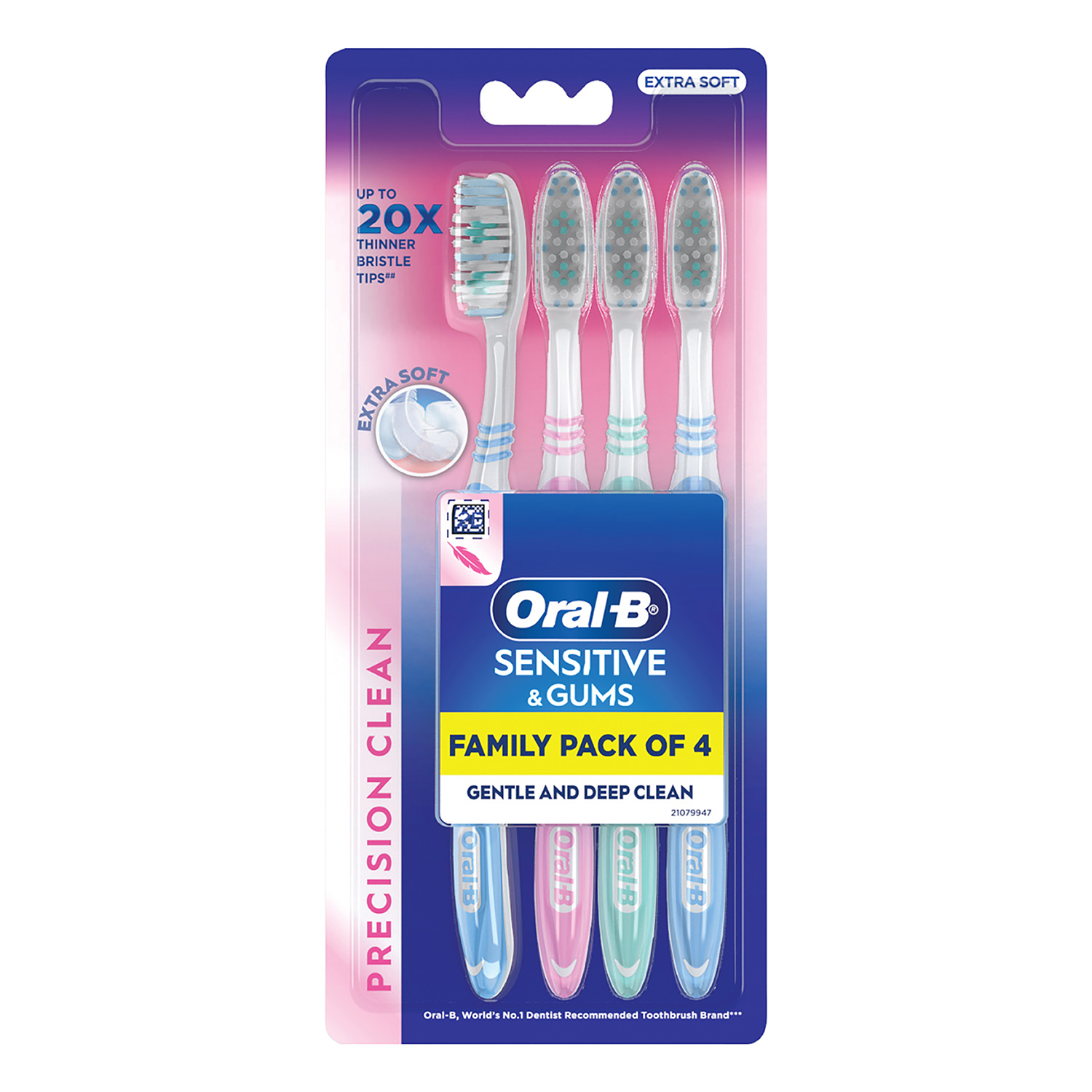 Oral B Sensitive Ultrathin - Family pack of 4 toothbrushes – Extra Soft