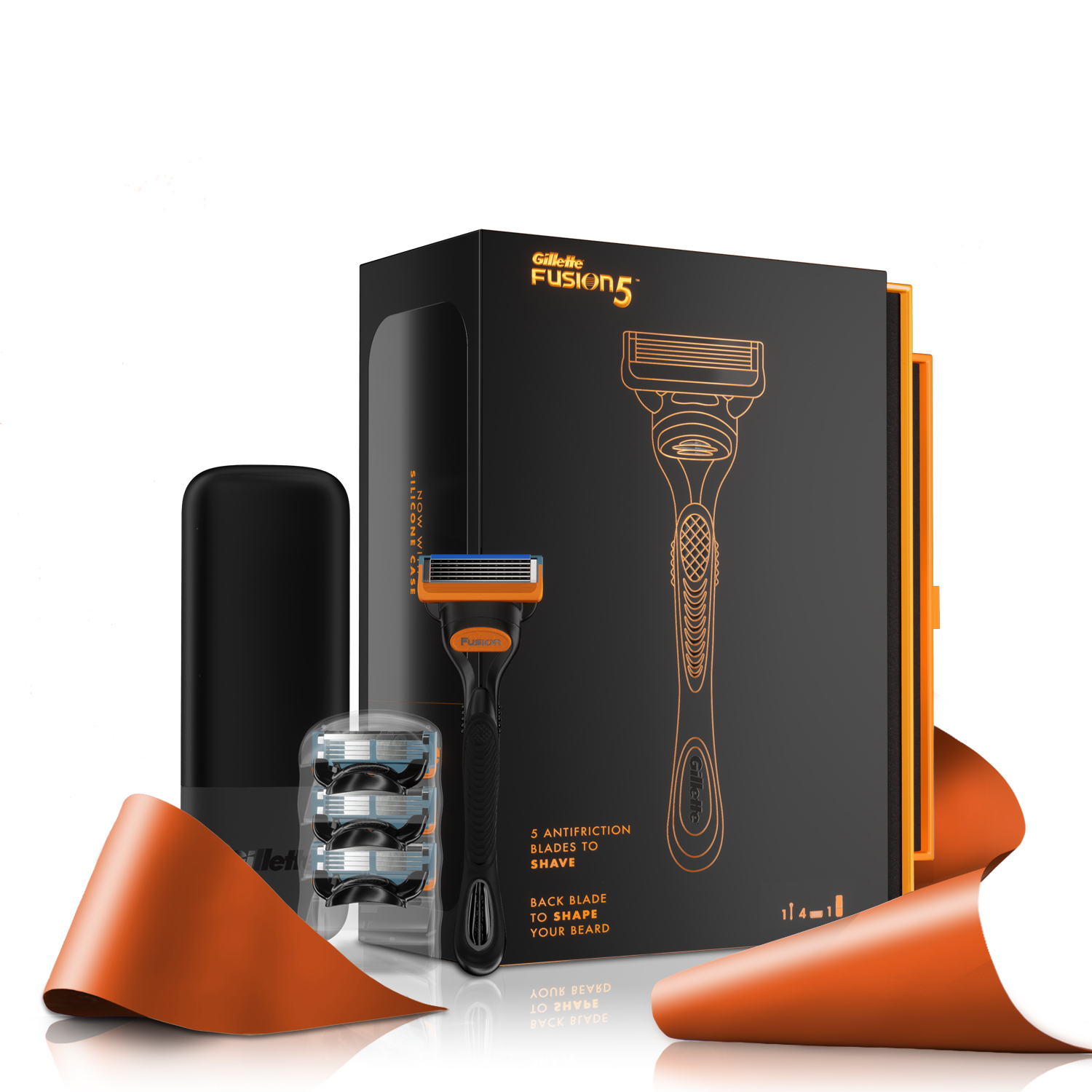Gillette Fusion Premium Diwali Gift Set for Men | 1 Gillette Fusion Manual Handle, 4 Gillette Fusion Cartridges, 1 Travel Case