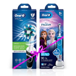 Oral B Vitality 100 Black Criss Cross Electric Rechargeable Toothbrush Powered by Braun and Oral B Kids Electric Rechargeable Toothbrush, Featuring Frozen Characters