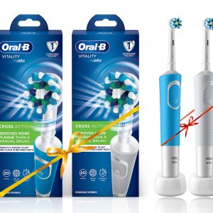 Oral B Vitality 100 White Criss Cross Electric Rechargeable Toothbrush Powered By Braun with Oral B Vitality 100 Blue Criss Cross Electric Rechargeable Toothbrush Powered by Braun