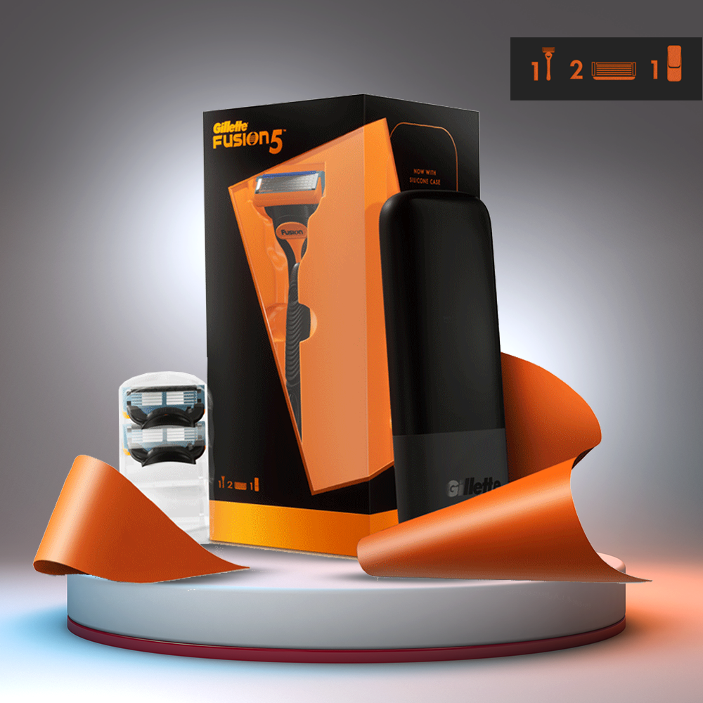 Gillette Fusion Premium Gift Set for Men | 1 Gillette Fusion Manual Razor, 1 Gillette Fusion Cartridges, 1 Travel Case