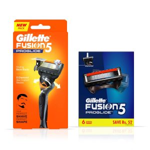 Gillette Fusion Proglide - Flexball Manual Shaving Razor 1 pc with Gillette Fusion ProGlide Shaving Cartridges - 6 pcs