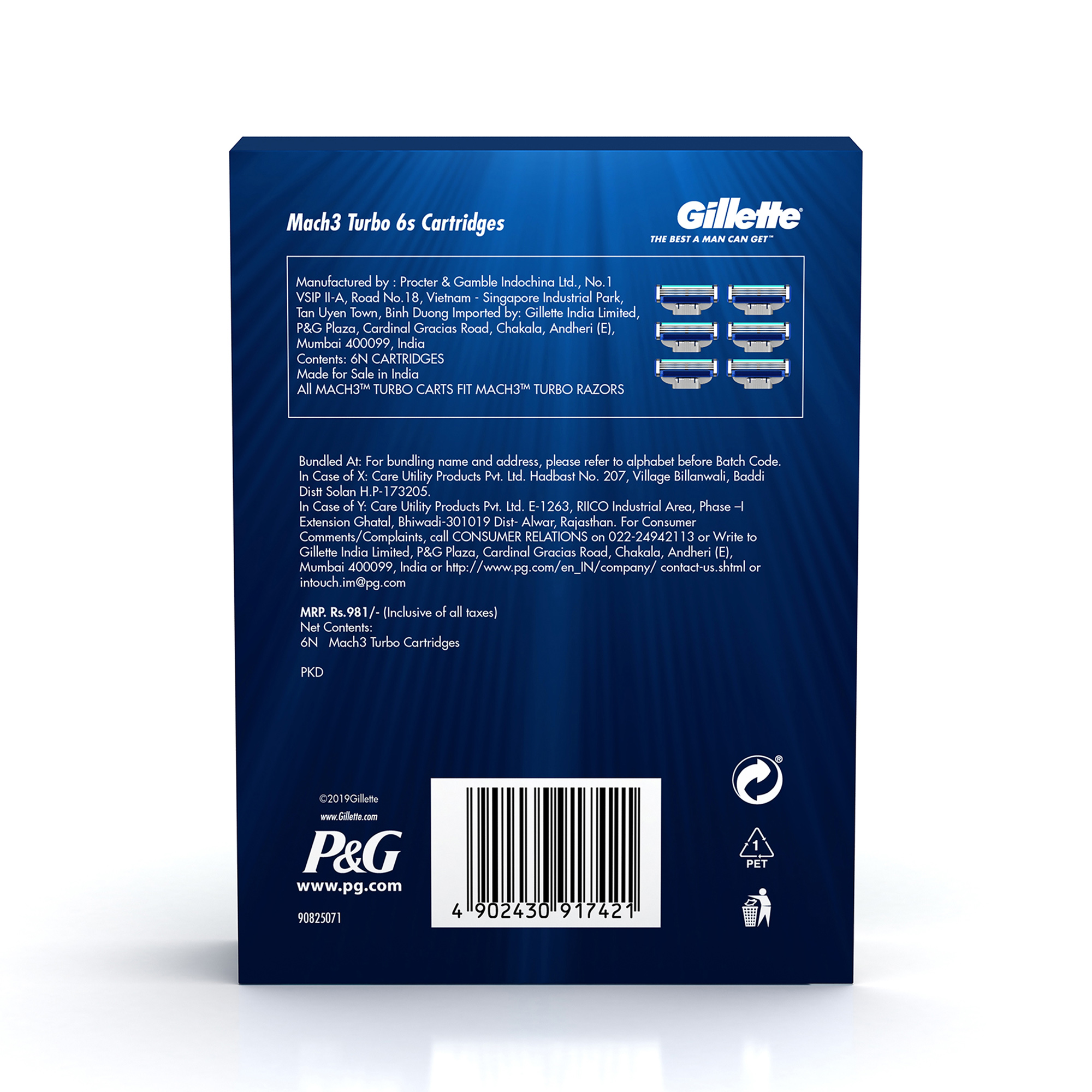 Gillette Mach 3 Turbo Blades- Pack of 6 - Image 7