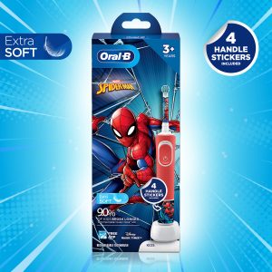 Oral B Kids Electric Rechargeable Toothbrush, Featuring Spider Man, Extra Soft Bristles (Age 3+,Multicolor)