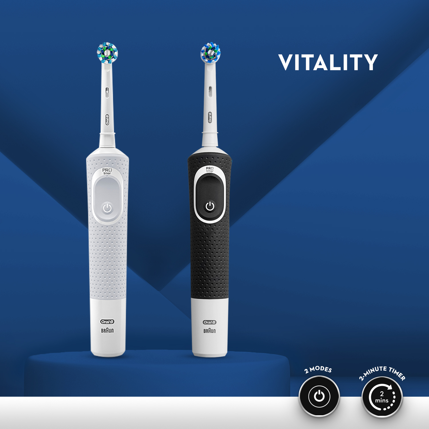Oral B Vitality 100 Black Criss Cross Electric Rechargeable Toothbrush Powered by Braun and Oral B Vitality 100 White Criss Cross Electric Rechargeable Toothbrush Powered By Braun
