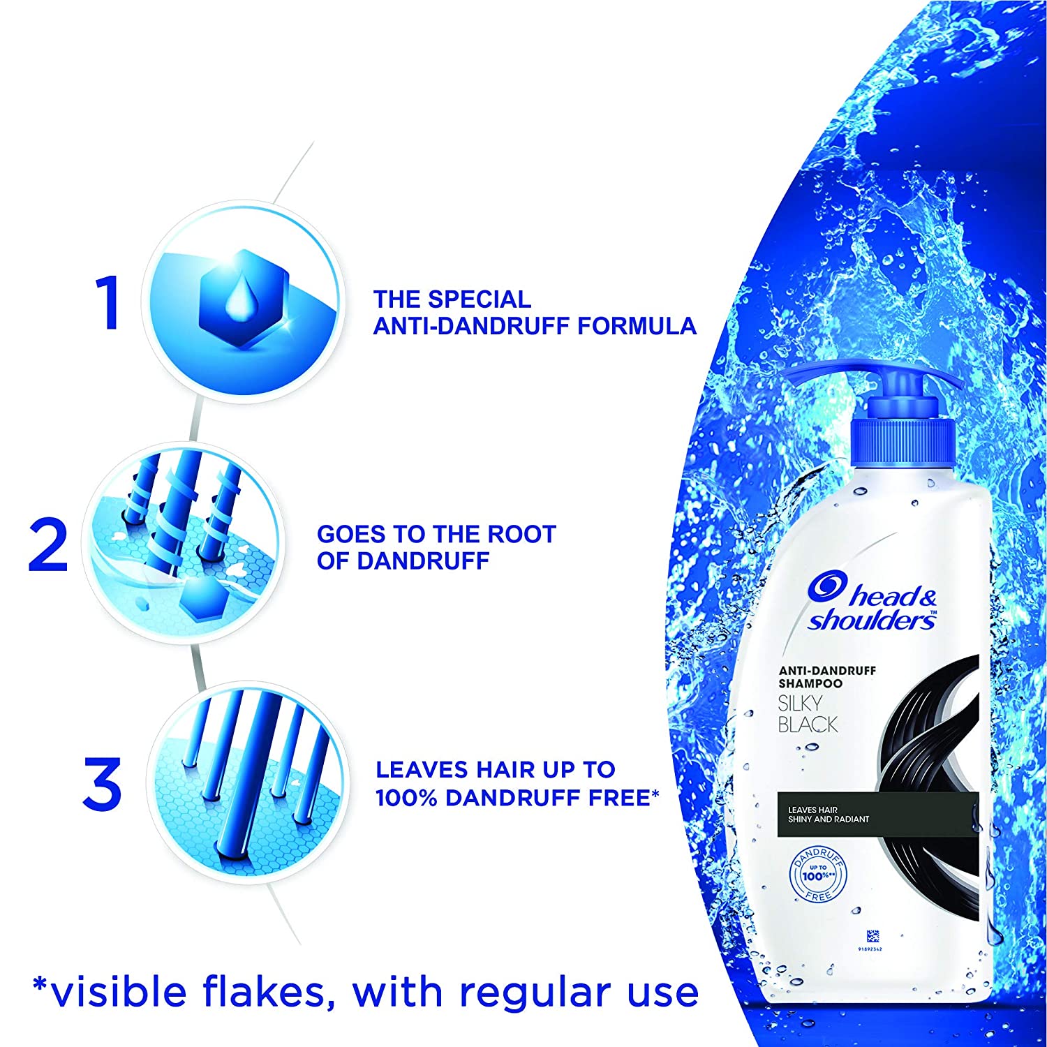 Head & Shoulder Anti-Dandruff Shampoo - Silky Black, 650 ml Bottle - Image 5