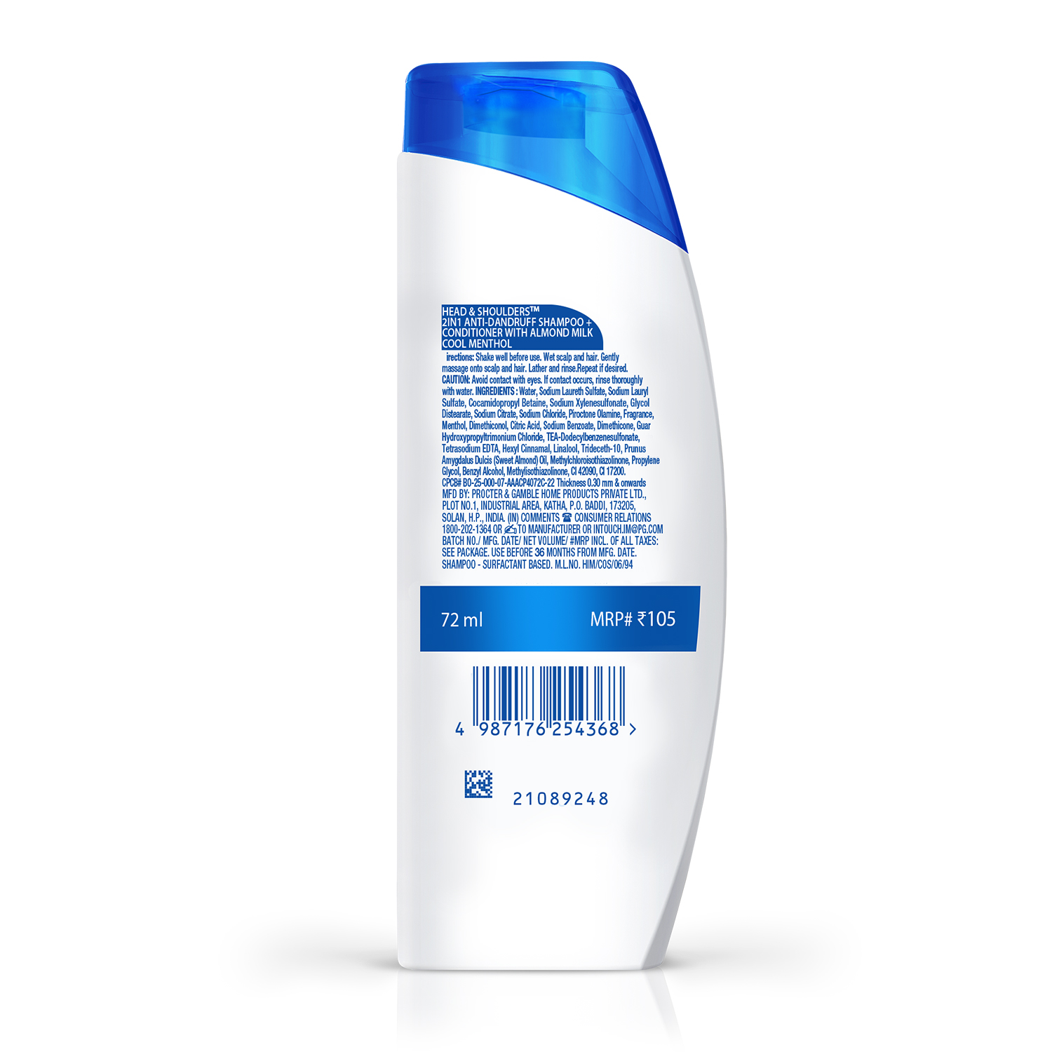 Head & Shoulders 2-in-1 Cool Menthol Anti Dandruff Shampoo + Conditioner for Women & Men, 72 ml - Image 5