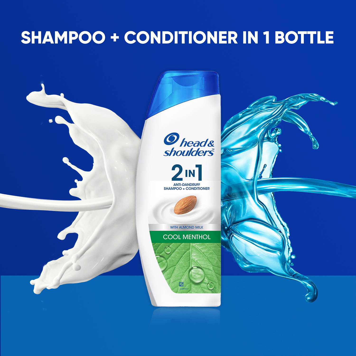 Head & Shoulders 2-in-1 Cool Menthol Anti Dandruff Shampoo + Conditioner for Women & Men, With Almond Milk (180 ml) - Image 6